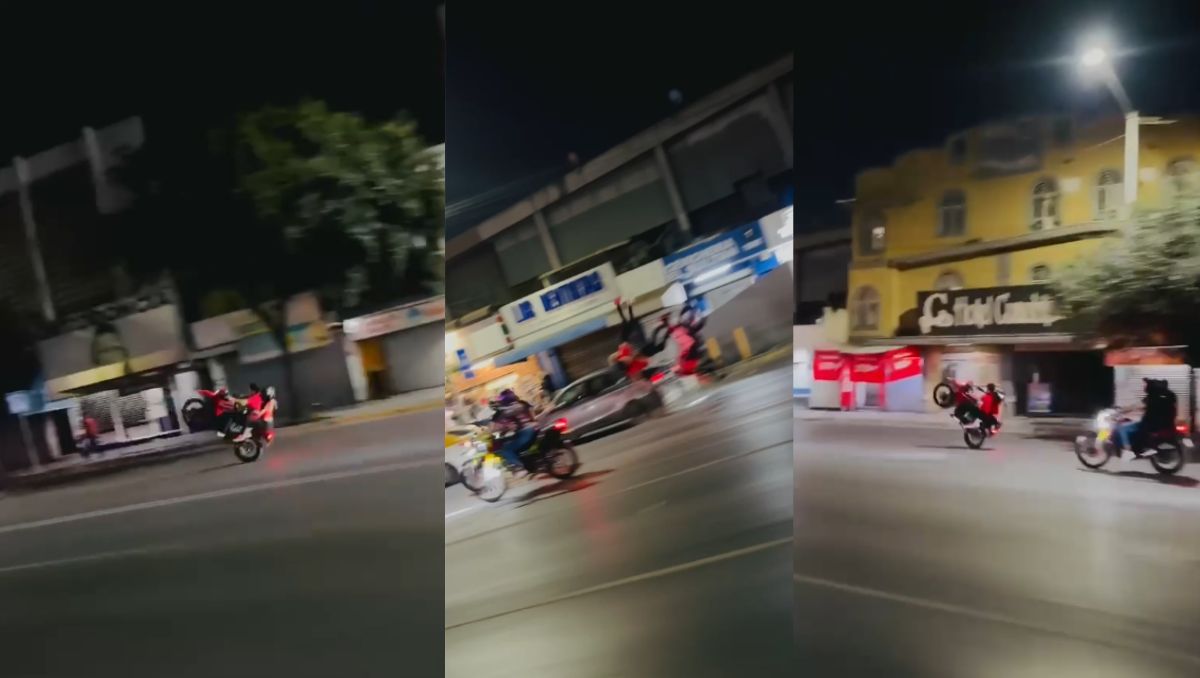Videos muestran a motociclistas sin casco realizando "caballitos" en avenidas de Monterrey | Especial