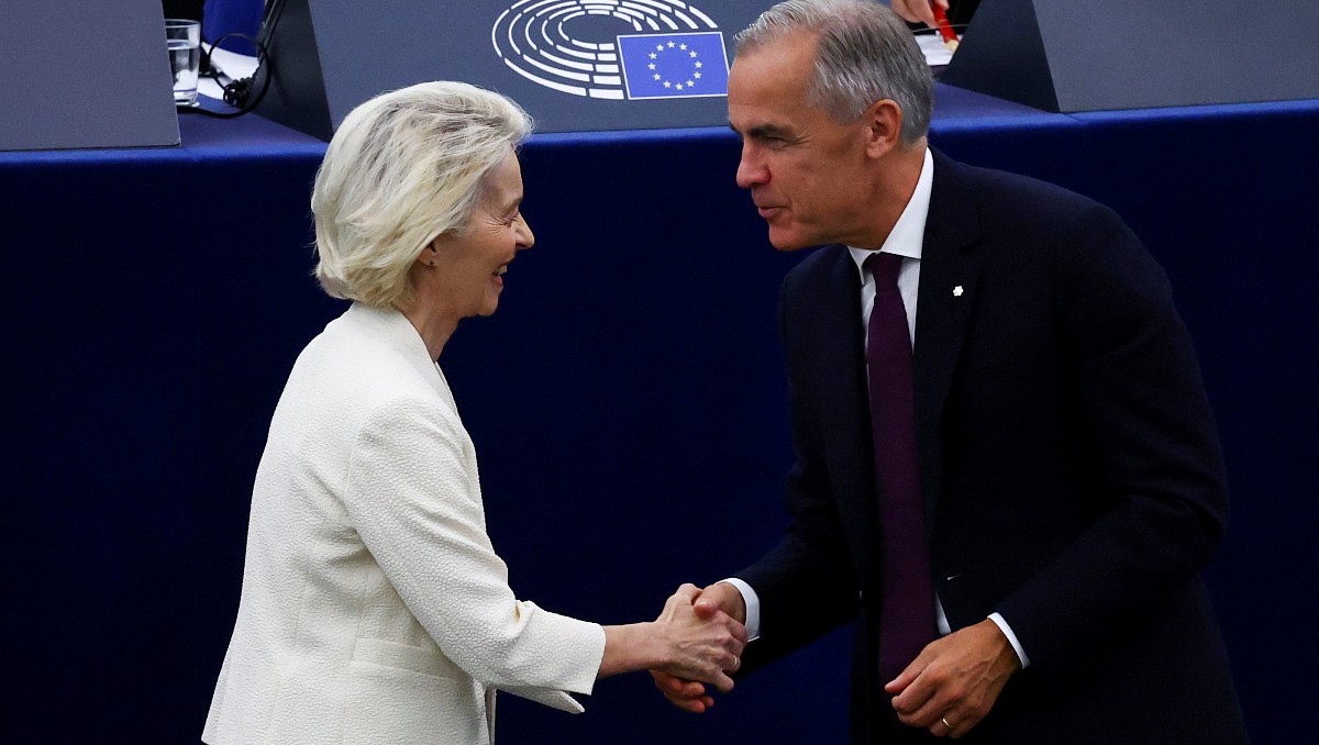 Von der Leyen y Carney en su discurso sobre el Estado de la Unión Europea en Estrasburgo | Foto: Reuters
