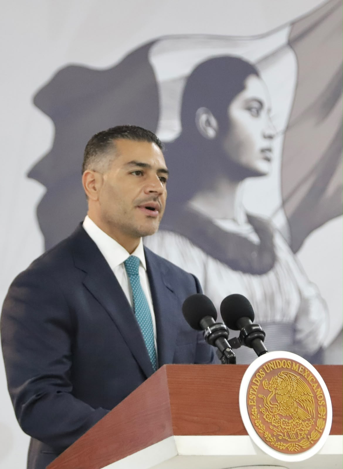 Omar García Harfuch duante una conferencia de la mañanera. | Especial