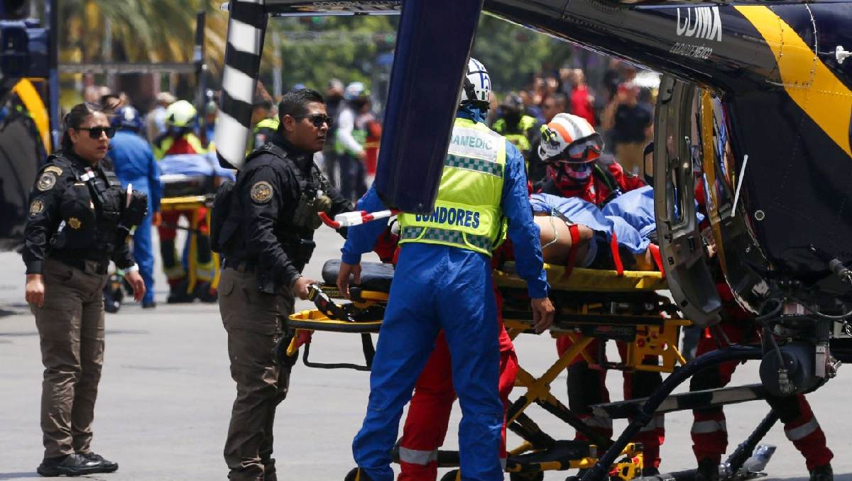Operativo de seguridad durante el Simulacro Nacional 2026. | Foto: Araceli López