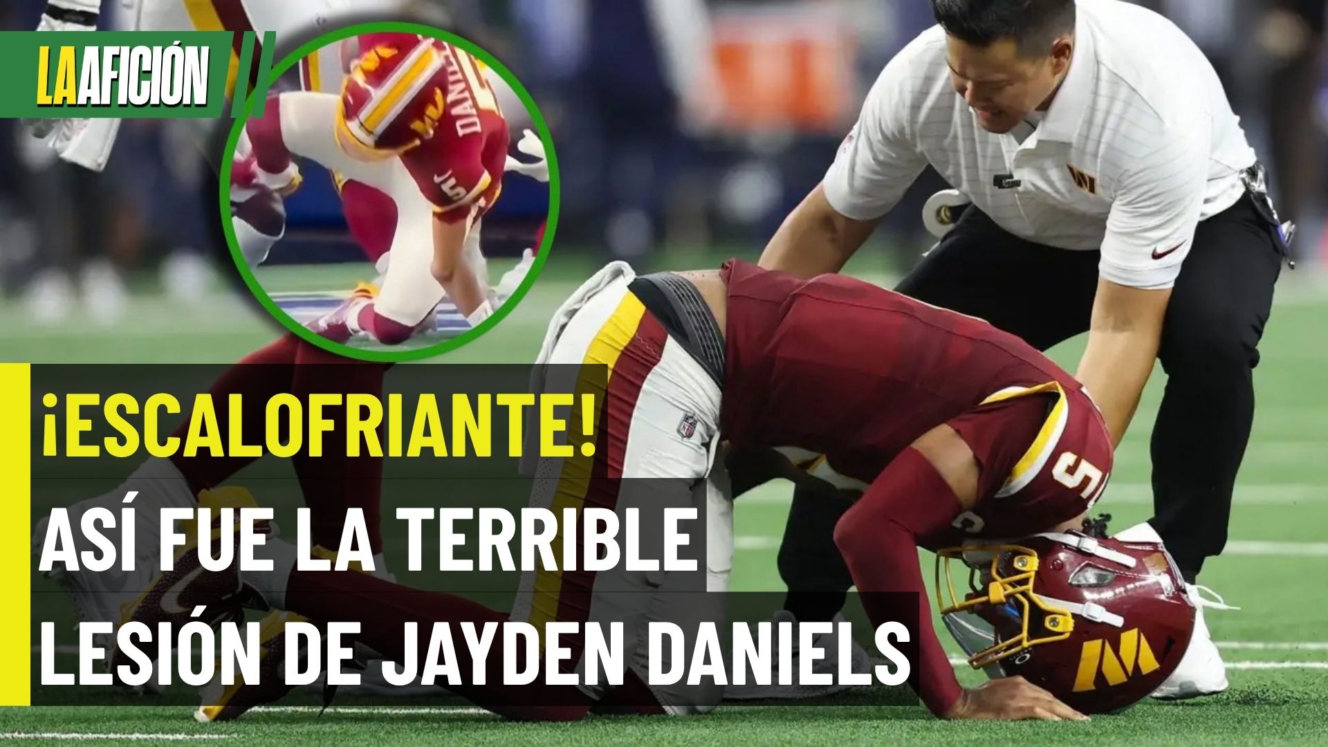 Jayden Daniels sufre escalofriante lesión de codo