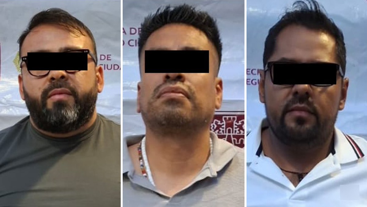 De izquierda a derecha: 'La Liebre', 'El Diamante' y 'Lalo Perico', de Los Tanzanios, fueron detenidos en CdMx. | Foto: SSC
