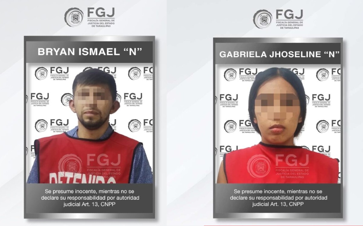 Bryan Ismael y Gabriela Jhoseline: detenidos con placas ajenas y "ponchallantas". | Foto: FGJT