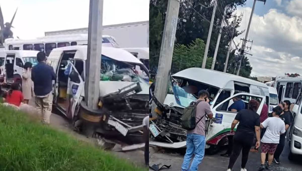 Una combi chocó contra un poste en la México-Pachuca, en Tlalnepantla; 18 personas fueron atendidas, incluidos dos niños. | Foto: Especial