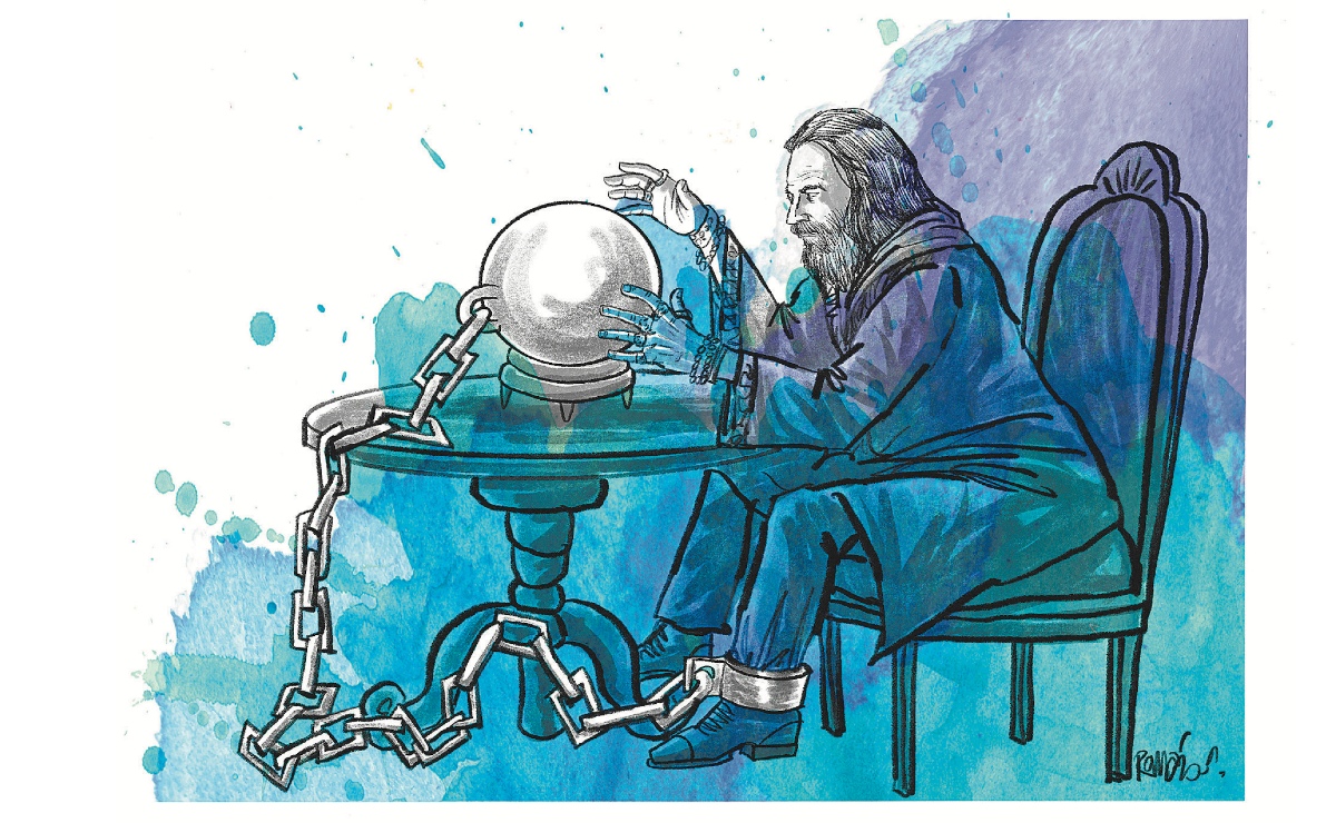 “Desde tiempos antiguos sabemos que el negocio de la profecía es un sofisticado mercado de manipulación”. (Ilustración: Román)