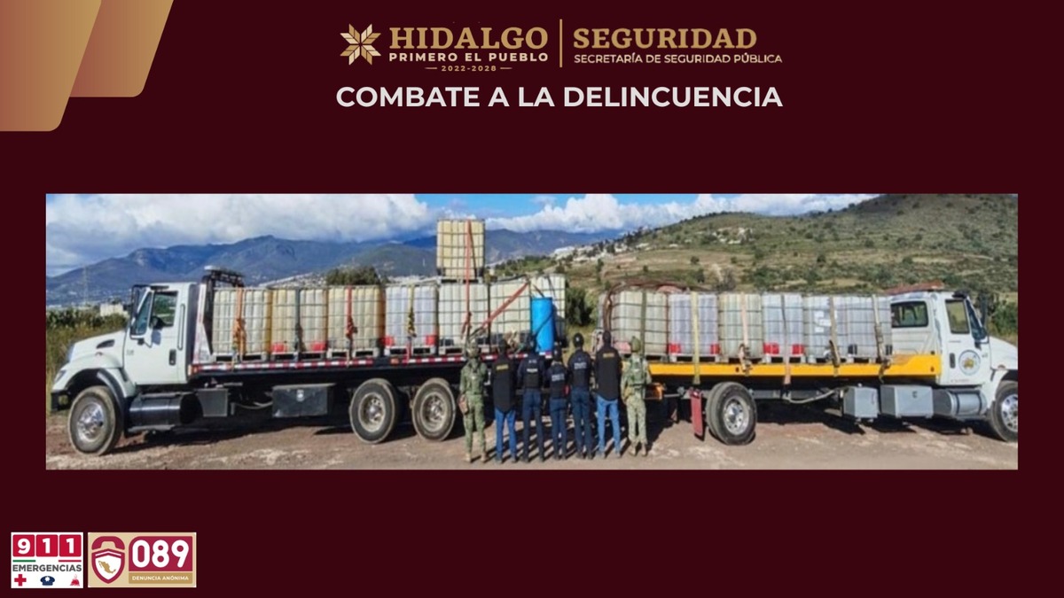 Veinte mil 900 litros de hidrocarburo de procedencia ilícita fueron asegurados en un inmueble de Santiago Tlapacoya, en Pachuca. (SSPH)