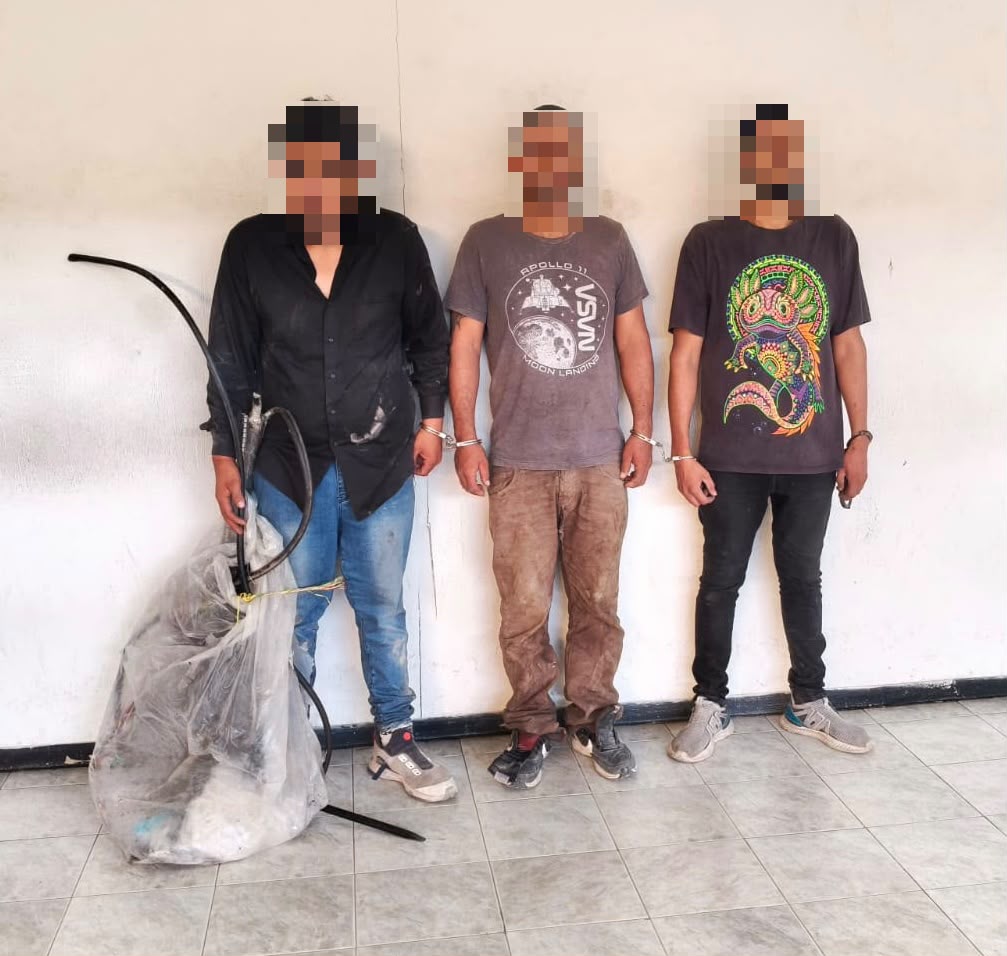 En Torreón, detienen a tres hombres por robo de cableado. | Foto: DSPM Torreón.