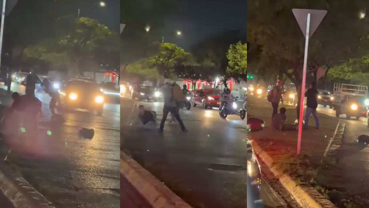 Tras ser derribado, uno de los hombres intentó levantarse, pero fue golpeado nuevamente | Especial