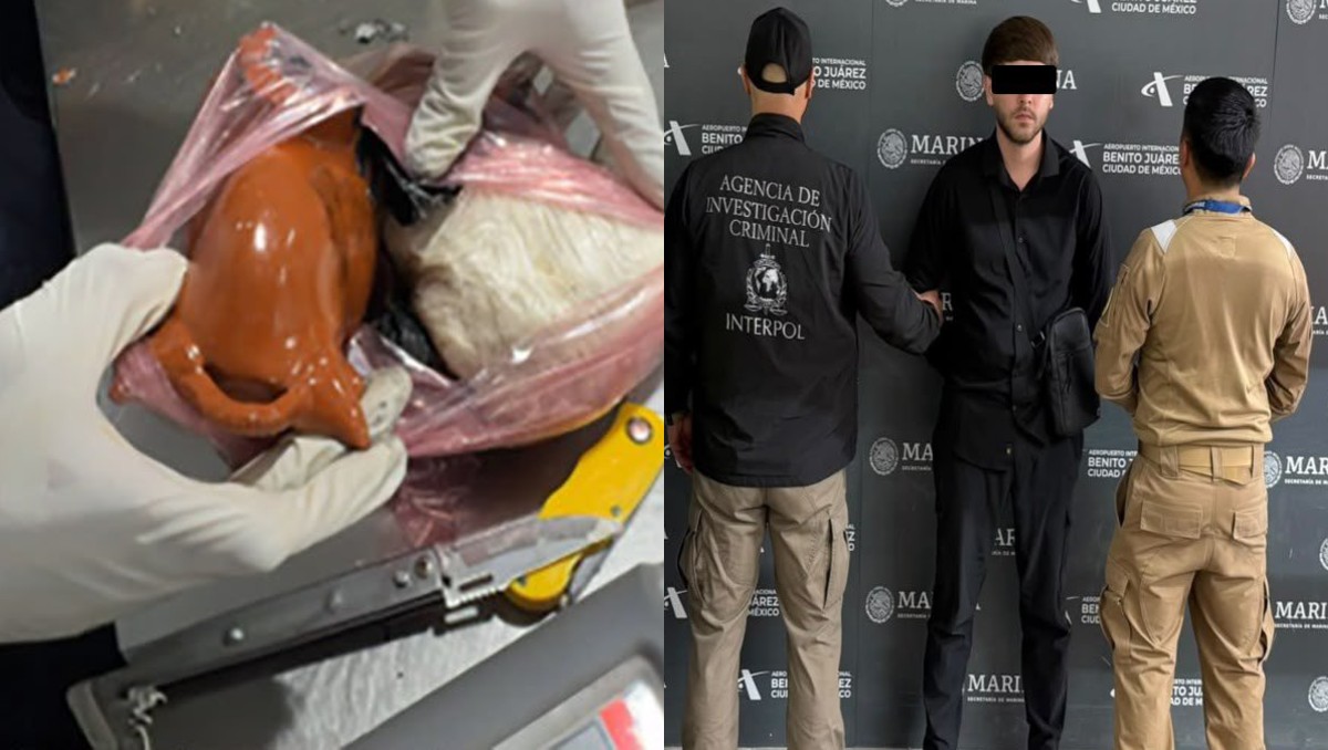 Incautan 8.6 kilogramos del narcótico ocultos en 20 piezas de artesanía | Fotos: X. @GabSeguridadMX