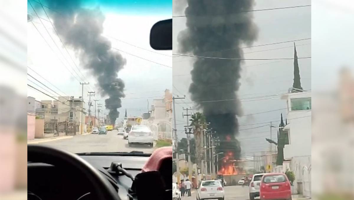 Incendio de llantas en fraccionamiento de Tultepec. | Foto: Especial