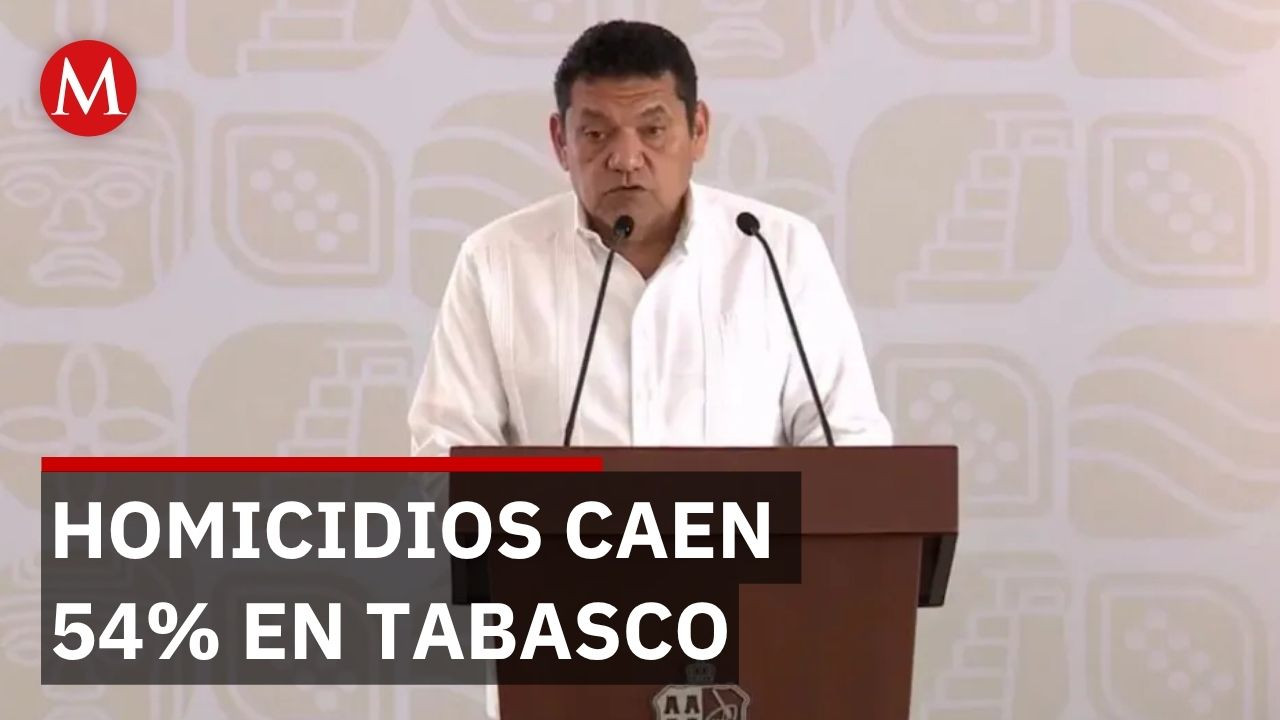 Gobernador de Tabasco reporta caída de 54% en homicidios tras 2 años de gestión