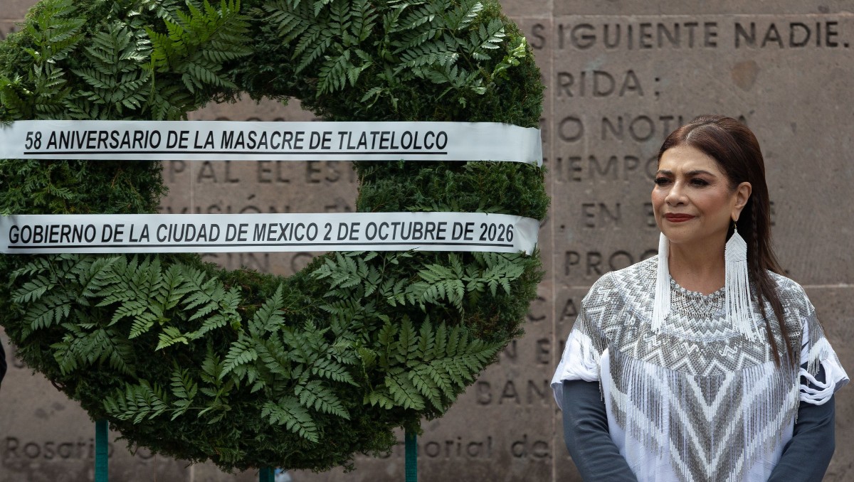 Clara Brugada durante la ceremonia a 58 años del 2 de octubre | Cuartoscuro