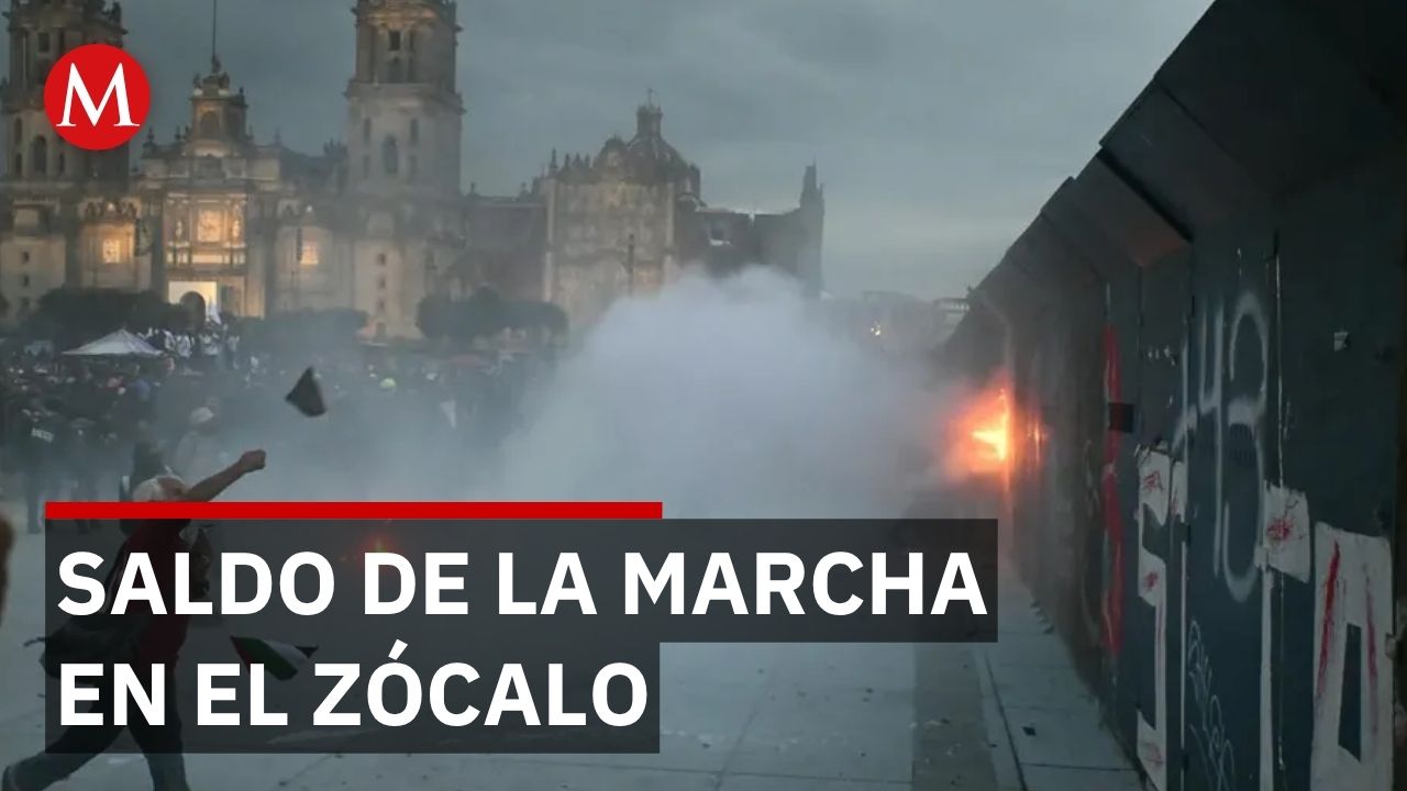 Policía contiene vandalismo en Zócalo con muro de 3 metros; reportan 12 heridos