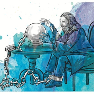 “Desde tiempos antiguos sabemos que el negocio de la profecía es un sofisticado mercado de manipulación”. (Ilustración: Román)