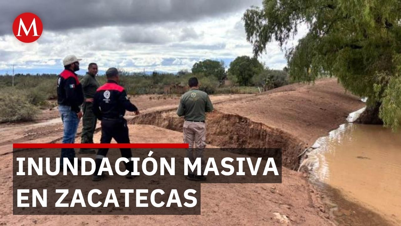 Desbordamiento de presa en Mazapil deja familias evacuadas por lluvias en Zacatecas