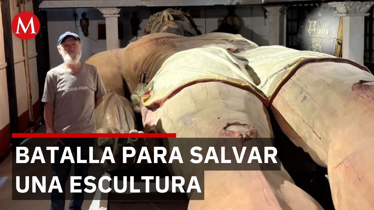 Escultor lucha por preservar un Cristo de 11 metros en Montemorelos