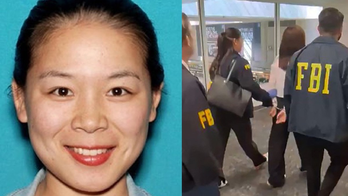 Agentes del FBI junto a Wanying Zhang, quien fue detenida en el aeropuerto de Los Ángeles, California. | AFP