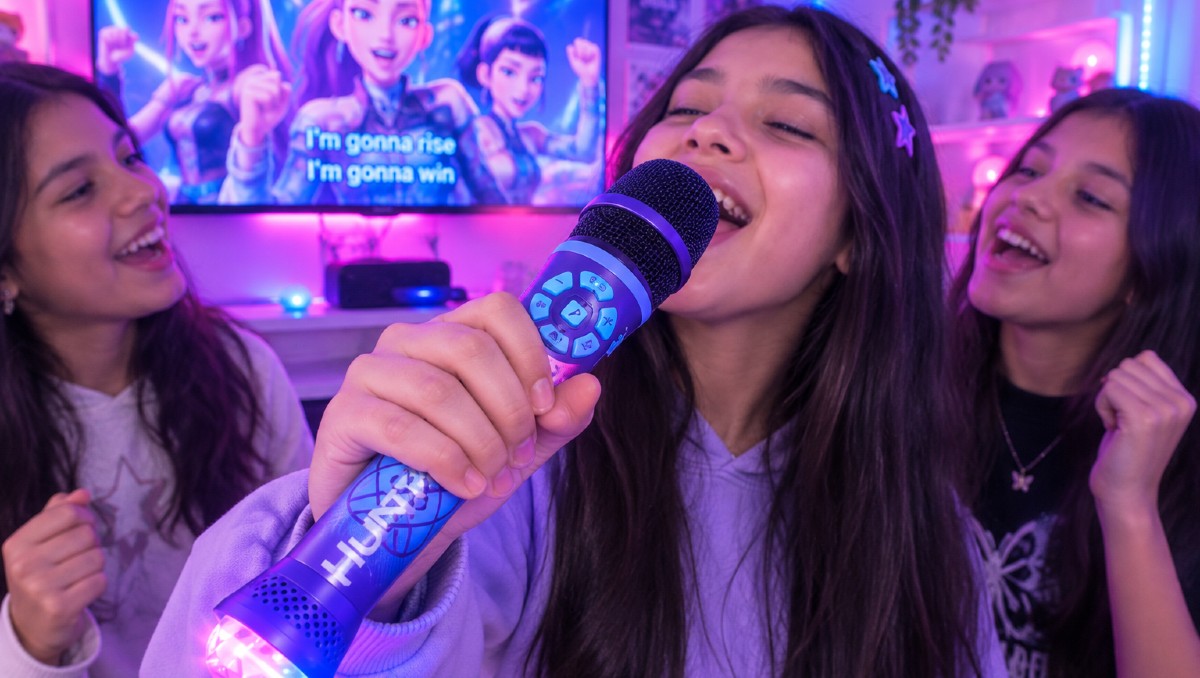 Eleva tu fiesta con el micrófono edición especial de Las Guerreras K-Pop | IA DISCOVER