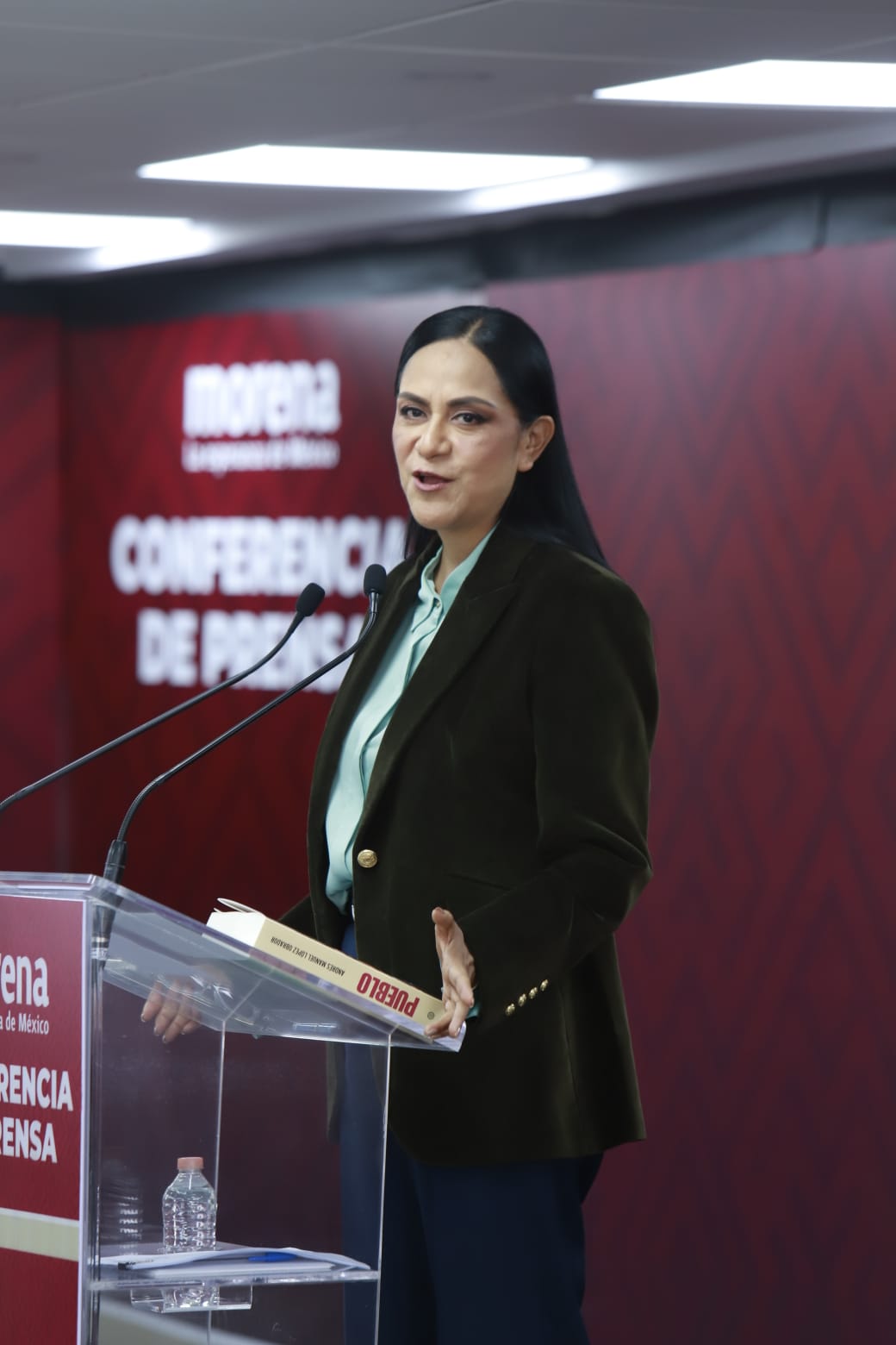 Ariadna Montiel, presidenta nacional de morena, en su conferencia semanal. | Foto: Juan Carlos Bautista