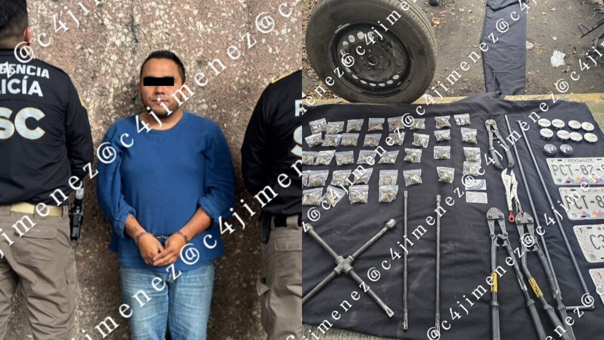 Carlos Santiago 'N' fue puesto a disposición del Ministerio Público; entre lo asegurado, se encuentran cuatro placas vehiculares. | Carlos Jiménez
