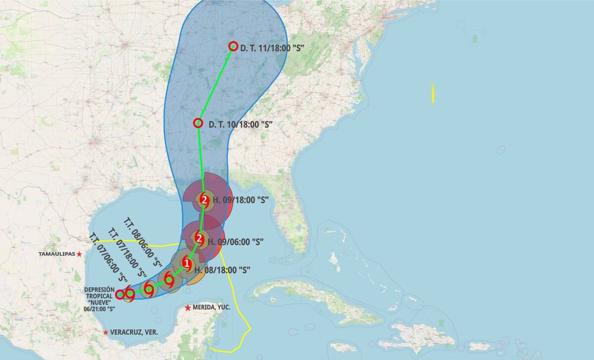 La depresión tropical se ubica a 216 km al noroeste de Tuxpan, Veracruz. | Foto: Semar