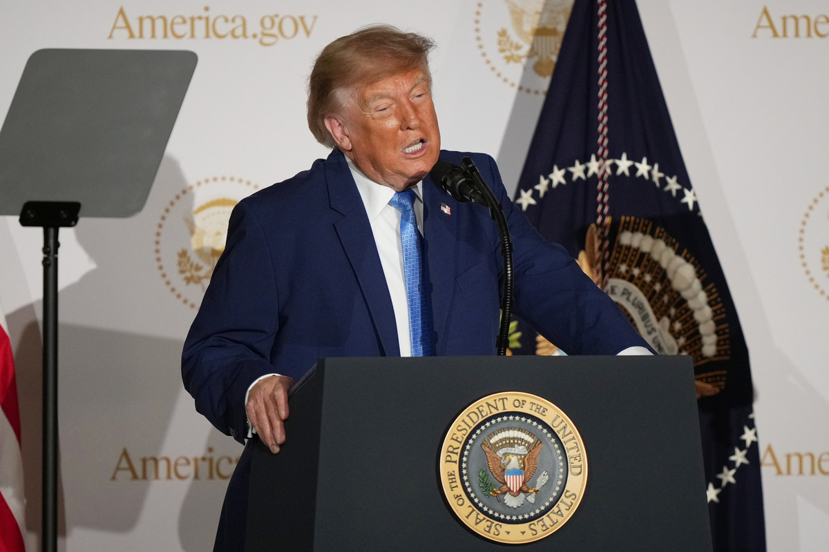 El presidente de Estados Unidos, Donald Trump, habla en el evento de lanzamiento del sitio web America.gov. | AP