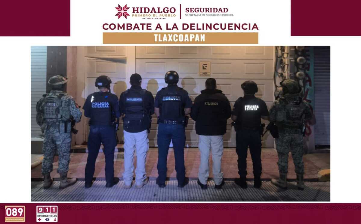 Desmantelan punto de narcomenudeo en Tlaxcoapan y hallan rifles de alto poder. (SSPH)