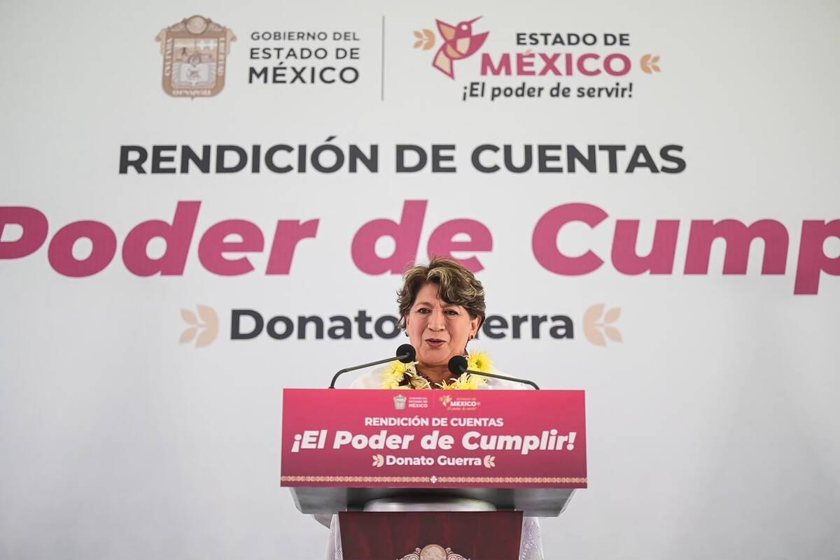 La gobernadora Delfina Gómez ratificó el compromiso de su administración con las comunidades del Sur y Sureste mexiquense. | Foto: Especial