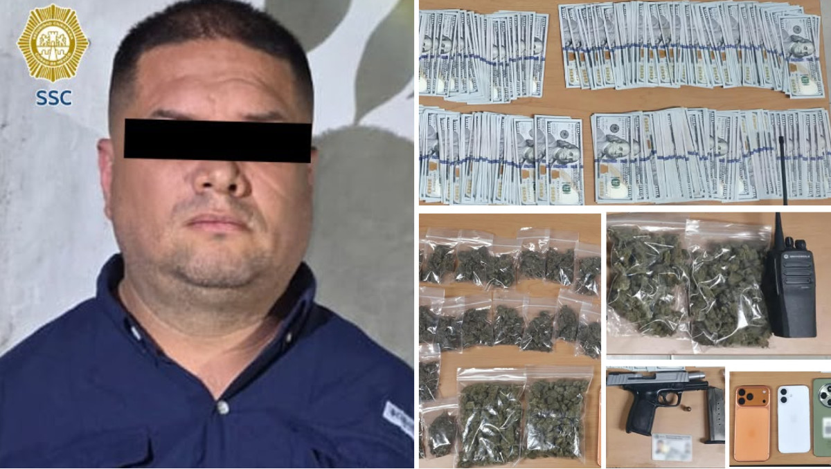 Un implicado fue detenido en posesión de dinero y armas, tras realizar disparos en avenida Copilco, alcaldía Coyoacán. | Foto: SSC