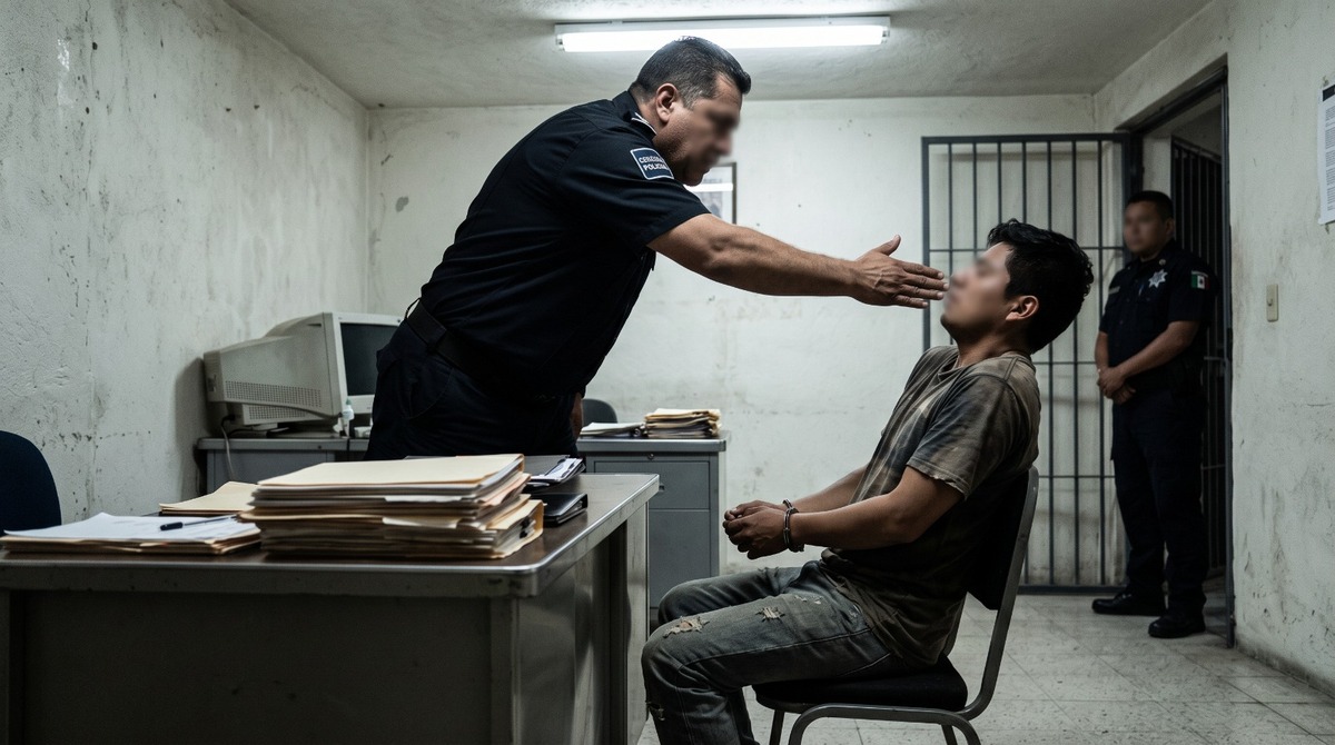 Un mando de la Policía Municipal de Nezahualcóyotl habría golpeado a un detenido | Imagen creada con IA