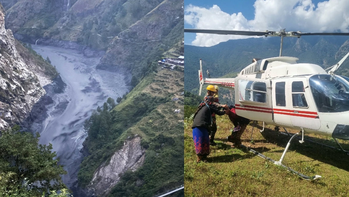 En esta imagen proporcionada por el Ejército de Nepal, el río Budhi Gandaki se ve en el norte de Nepal, el domingo 11 de octubre de 2026. | AP