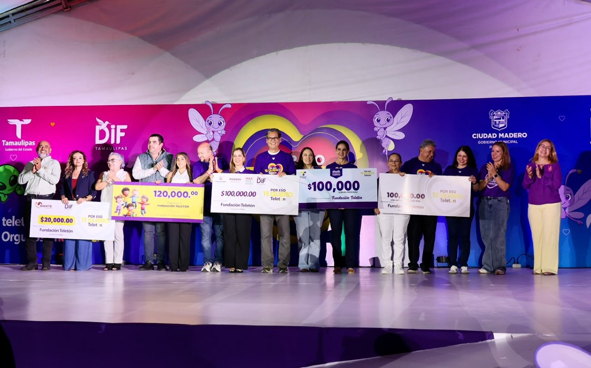 Municipios y organismos entregaron aportaciones durante la jornada del Teletón 2026 en Ciudad Madero. | Cortesía