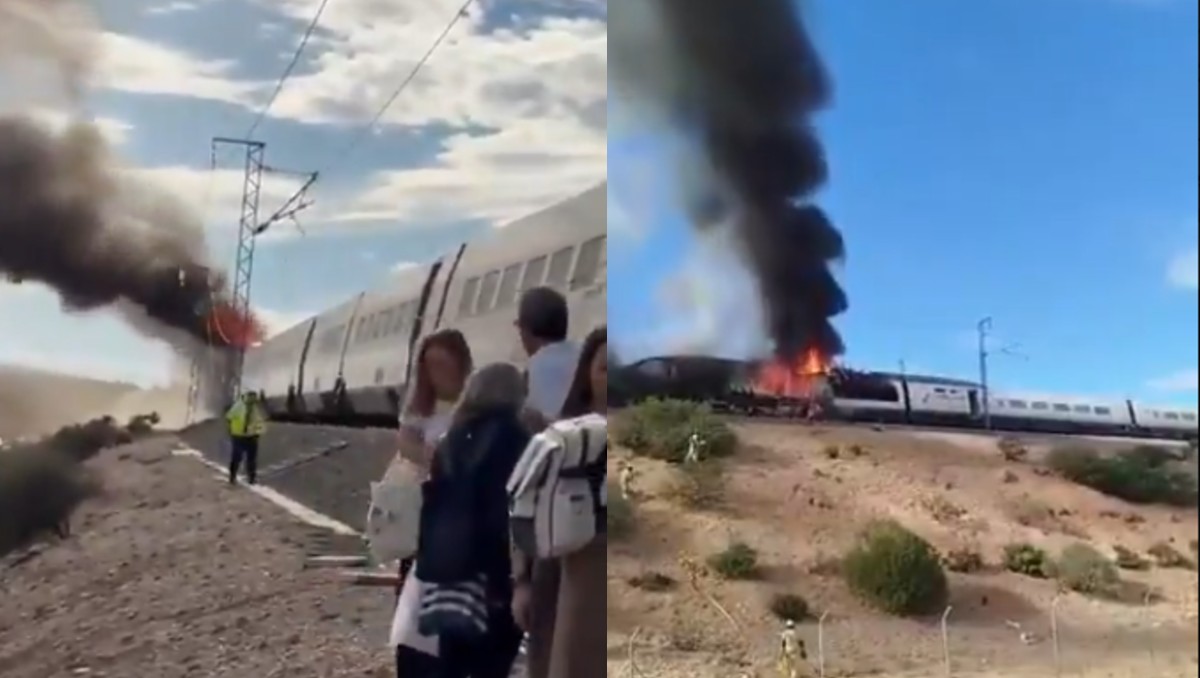 Incendio de locomotora corta circulación en línea de alta velocidad entre Madrid y Barcelona | VIDEO