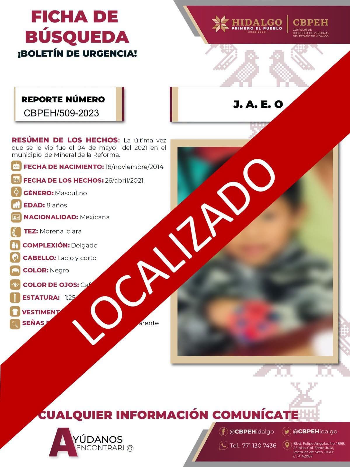 Localizan dos de edad desaparecidos desde 2021 en Mineral de la Reforma. (CBPEH)