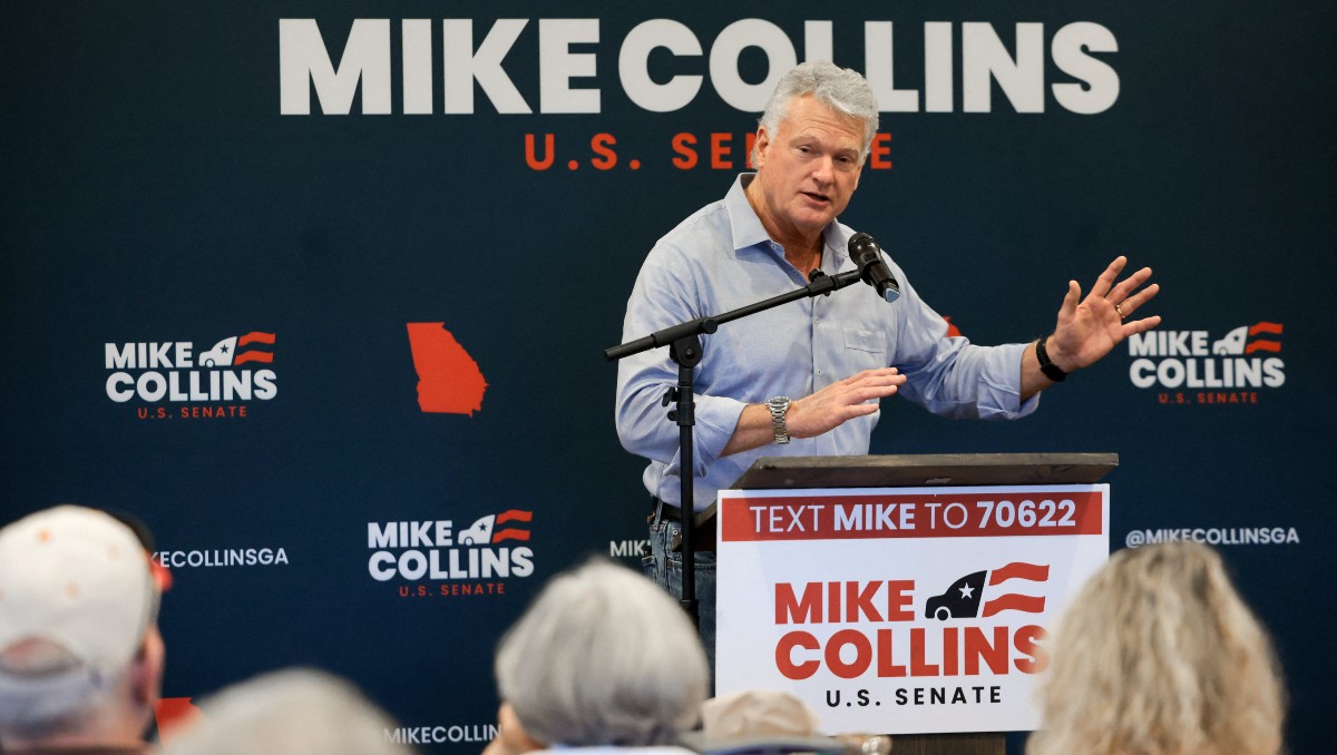 Mike Collins, candidato republicano al Senado por Georgia, durante mítin | Foto: Reuters