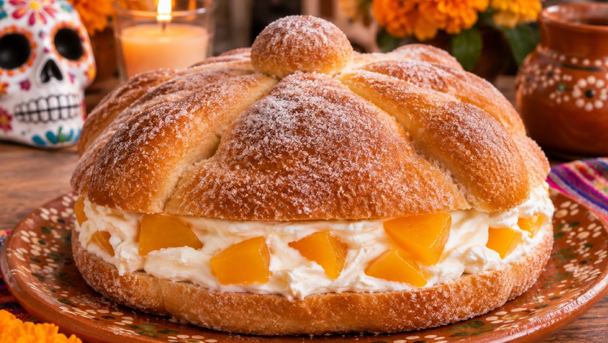 Receta para relleno cremoso de durazno, ideal para pan de muerto (IA)