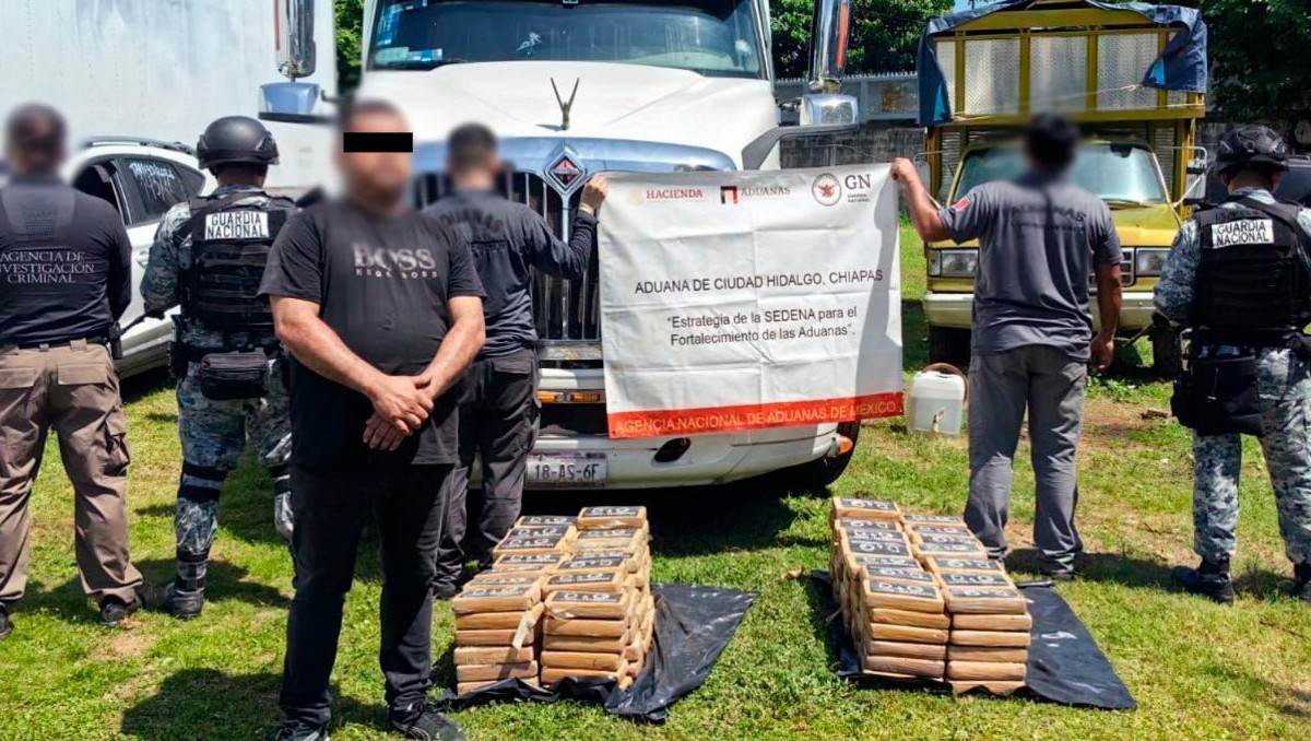 Aseguran más de 171 paquetes de cocaína en Chiapas. | Foto: X (Gabinete de Seguridad)