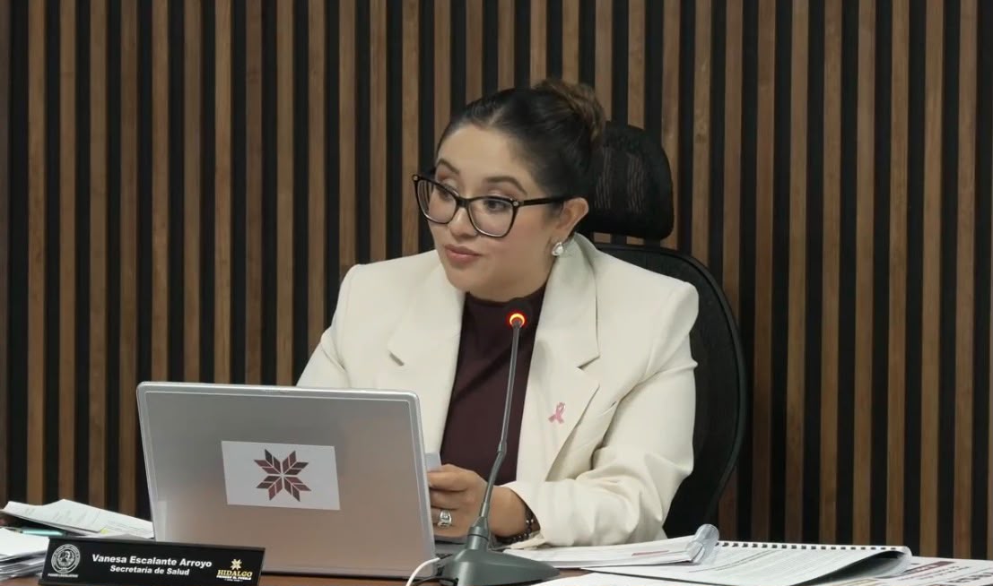 Juana Vanesa Escalante Arroyo, secretaria de salud de Hidalgo. (Facebook Congreso de Hidalgo)