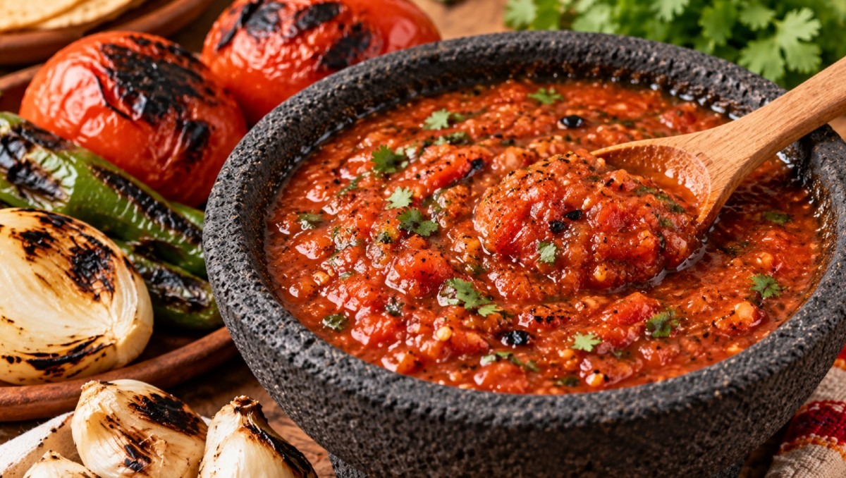 Receta para hacer una salsa roja tatemada (IA)
