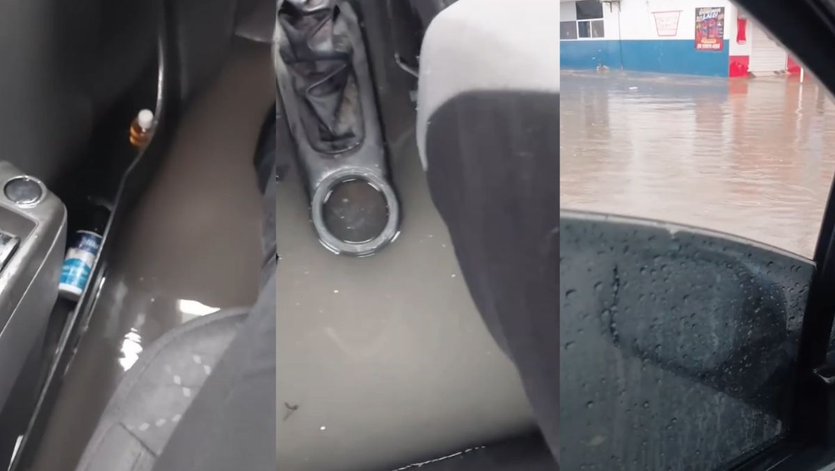 En el vídeo tomado por la misma conductora, se podía ver cómo el agua iba subiendo. | Foto: Redes Sociales