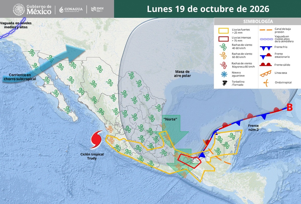 Masa de aire polar en México el 19 de octubre 2026 | SMN Conagua