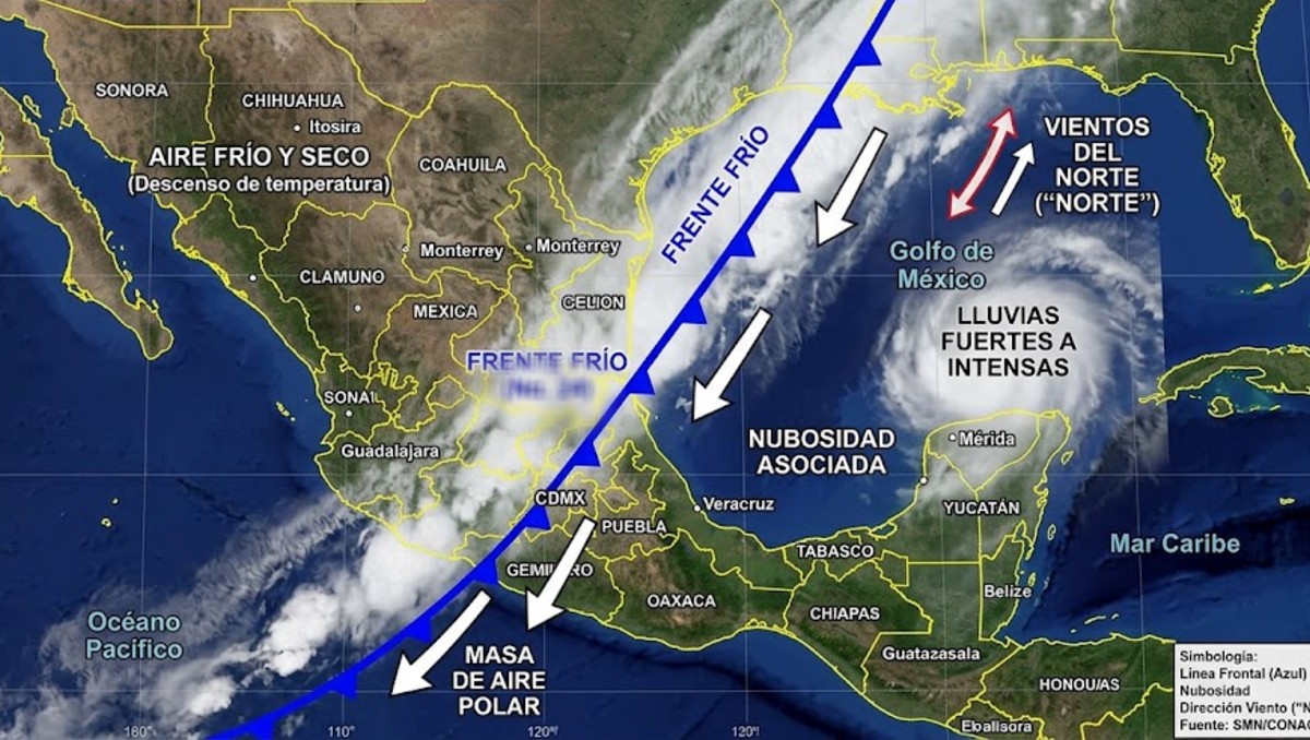 Avance del frente frío 2 y masa de aire polar en México | IA Discover