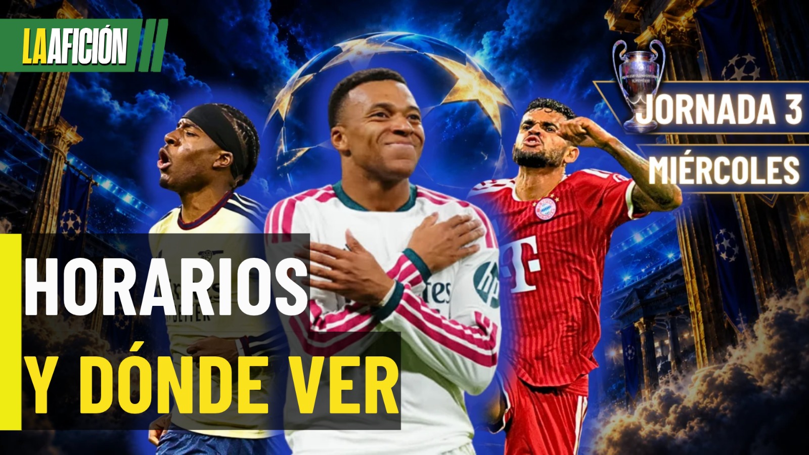 Horarios y dónde ver los partidos de la Champions League de hoy 21 de octubre del 2026