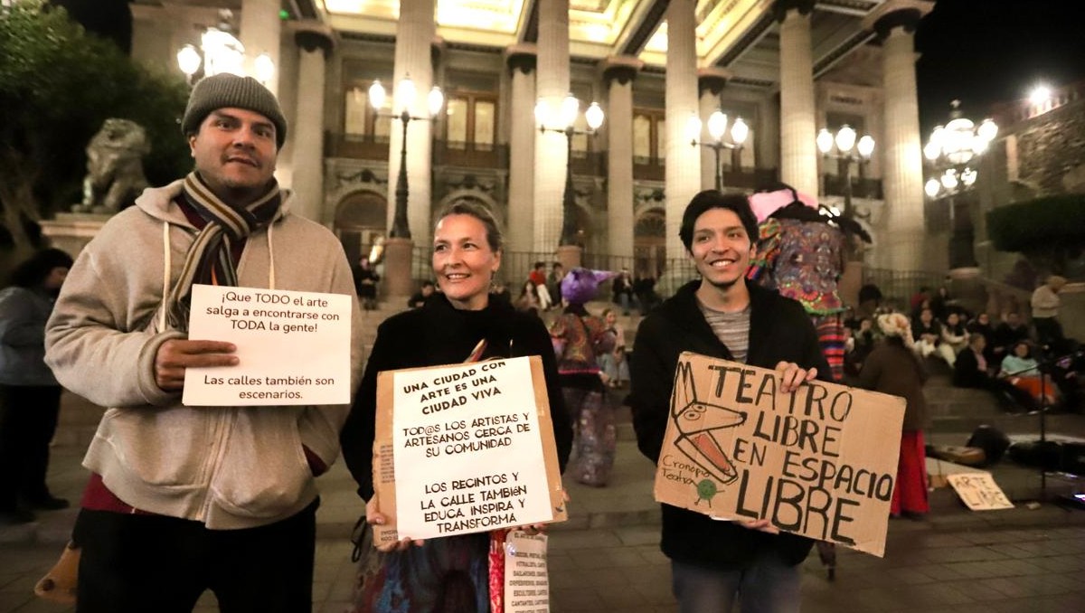 Protesta en el Cervantino. | Ariel Ojeda