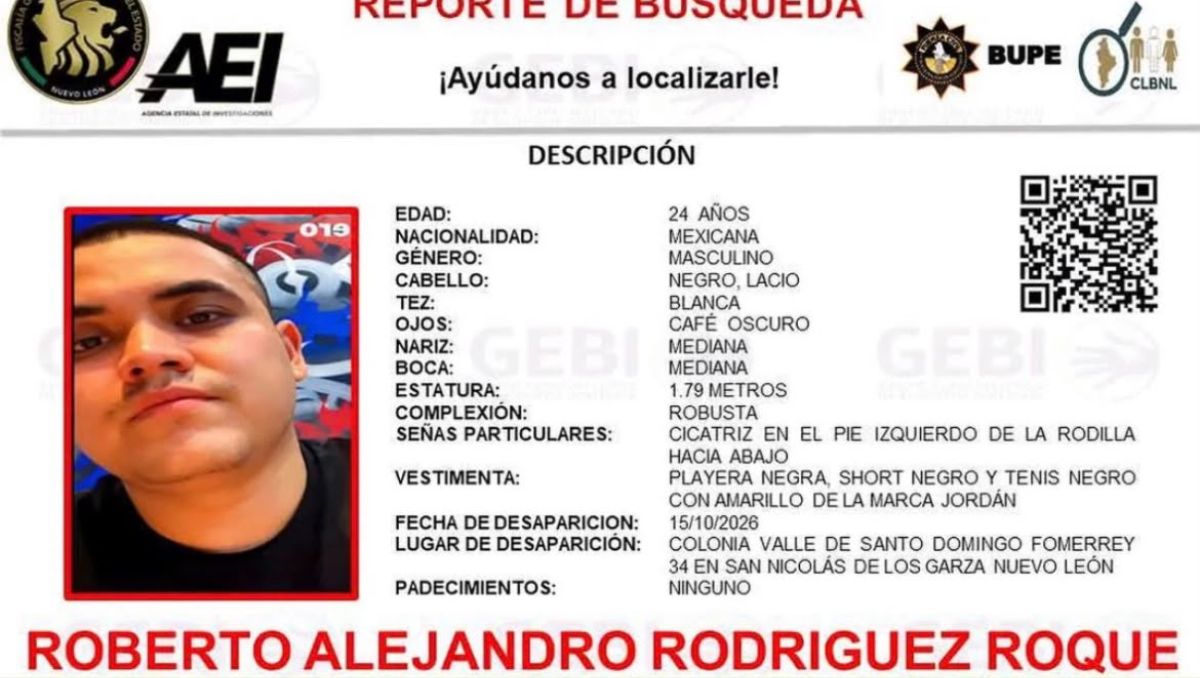 Familiares y autoridades buscan a Roberto Alejandro, de 24 años | Especial