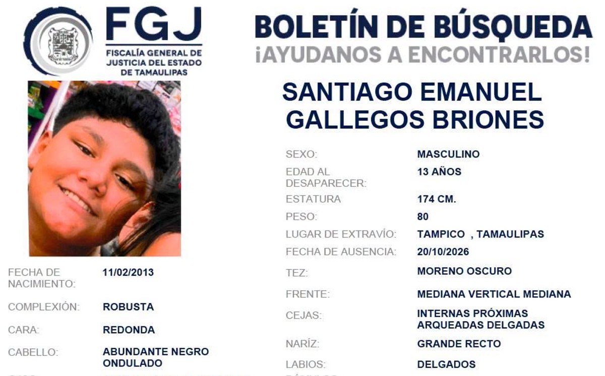 Boletín de búsqueda de Santiago Briones. | FGJT