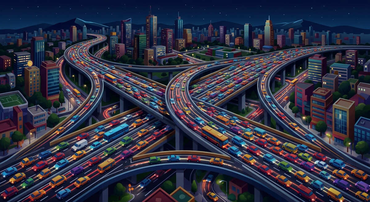 La crisis de movilidad en México afecta más a quienes menos opciones tienen: los usuarios del transporte público. | Diseño: IA.