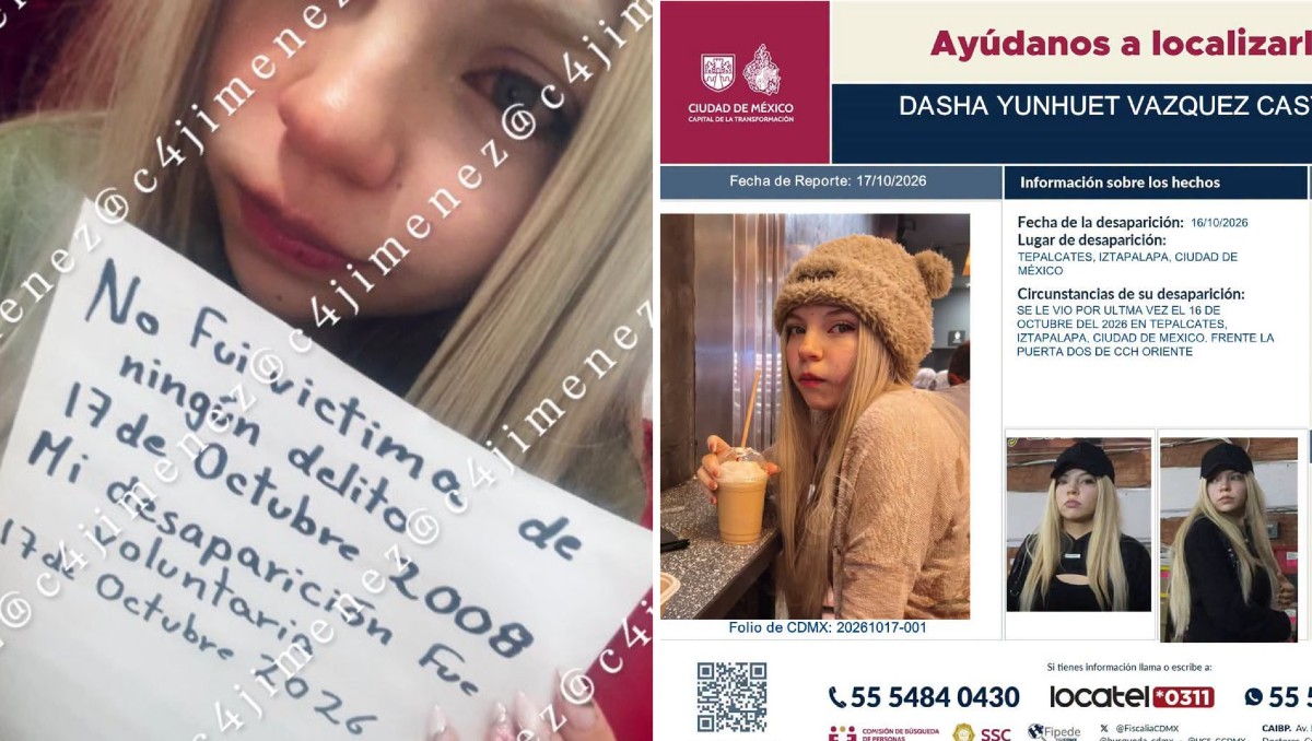 Dasha Yunhuet, alumna del CCH Oriente, envió una foto para aclarar qué pasó con el reporte de su desaparición. | Foto: Especial