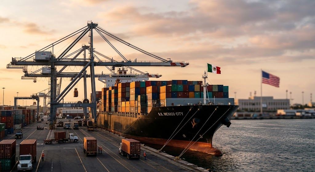 Pese a exportaciones récord de México a EU, UBS no anticipa giros drásticos en comercio. Foto: Milenio IA.