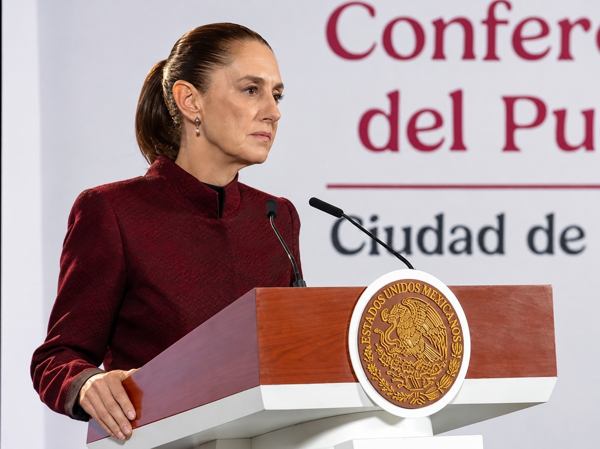 Claudia Sheinbaum durante la conferencia matutina en Palacio Nacional.